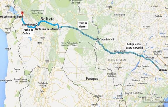 Nossa viagem do Brasil a La Paz, na Bolívia. Começamos pela antiga linha de trem Bauru-Corumbá. Já na Bolívia, o famoso Trem da Morte, até Santa Cruz de La Sierra. Daí até Cochabamba e La Paz, de ônibus